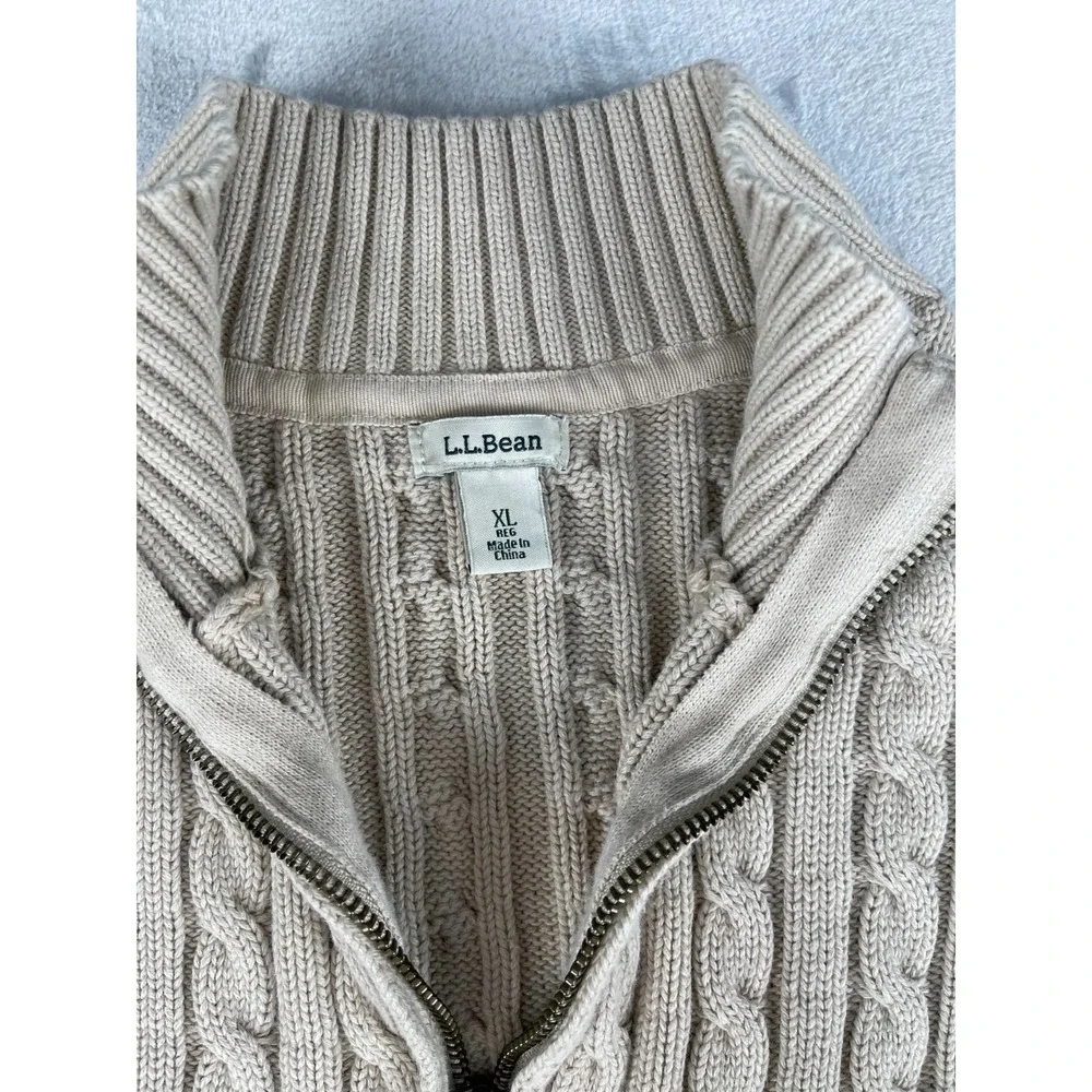 L.L. Bean Plus Size XL Woman's 100% Cotton Full Zip Cardigan Light Beige